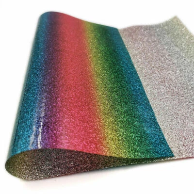 Iridescent Rainbow Fine Glitter Leather Fabric Sewing Decor Earring Bow DIY - Image 1 of 4