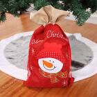 Christmas Burlap Sacks Snowman Linen Drawstring Bags Xmas Hessian Pouches