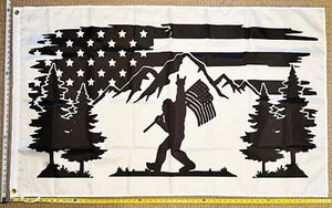 White Bigfoot Banner USA 3x5 Ft Flag for College Dorm Frat or Man Cave - Picture 1 of 2