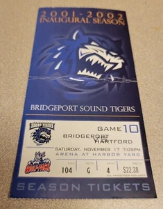 2001-02 BRIDGEPORT SOUND TIGERS 1st SEASON TICKET STUB vs HARTFORD 11/17/2001 - Picture 1 of 2