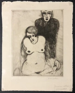 AVANT GARDE Etching ~ RARE FRENCH SYMBOLIST ~ 1920s Signed Frans De GEETERE - Picture 1 of 4
