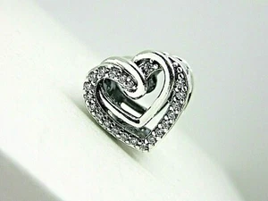 Authentic Pandora #799270C01 Sparkling Entwined Hearts Charm with CZ - Picture 1 of 2