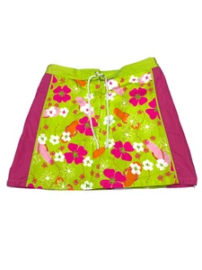 Lilly Pulitzer Girls Beach Short Skirt Sz 8 Pink Green Floral Pattern A-line VTG - Picture 1 of 7