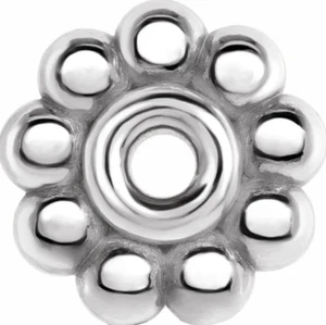 7mm 14K SOLID White Gold Milgrain Floral Bali Bead Spacer Roundel USA MADE - Picture 1 of 3