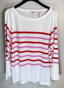 Vineyard Vines Woman's Simple Boatneck Tee White Red Pink Stripe Size XXL NWT - Picture 1 of 18