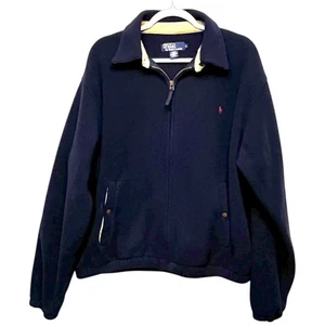 VTG 80s POLO Ralph Lauren Full ZIP Fleece Bomber jacket Men’s Large Pony Logo - Picture 1 of 7