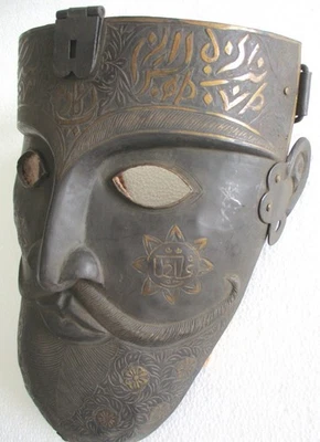 ANTIGUA MÁSCARA FACIAL VINTAGE MUGHAL PERSA GUERRERO Foto 1 de 4
