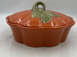 Celebrate It Covered Pumpkin Bakeware Casserole Dish Halloween Ceramic 10 Inch D - Picture 1 of 12