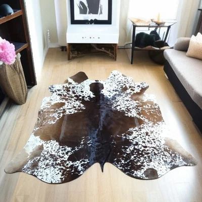 Alfombra de cuero de vaca natural tricolor moteado cuero real calidad premium/alfombra hecha a mano Foto 1 de 4