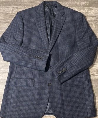 Blazer Lauren Ralph Lauren Etiqueta Negra Lana Hombre Azul Patrón a Cuadros, 44L Foto 1 de 4