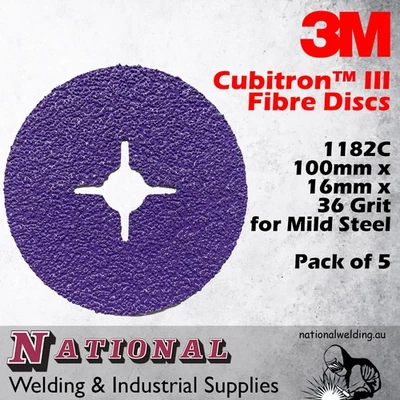 3M™ Cubitron™ 3 Fibre Discs 1182C 100mm x 16mm x  36 Grit for Mild Steel Pack of - image 1 of 3