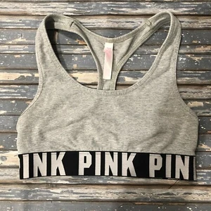 Victoria Secret Pink Thick Band, No Padding XS sports bra Gray razorback - Picture 1 of 5