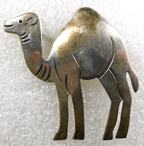 MEXICO ARTISAN STERLING Stamped Domed HANDMADE Vintage CAMEL PIN - Picture 1 of 3