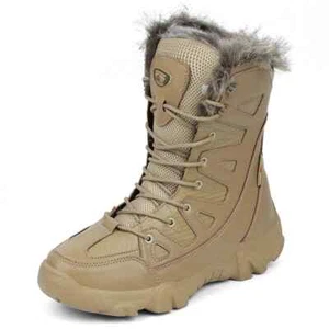 Waterproof Men's Hiking Boots Warm Plush Snow Boots Outdoor Non-slip Ankle Boots - Picture 1 of 20