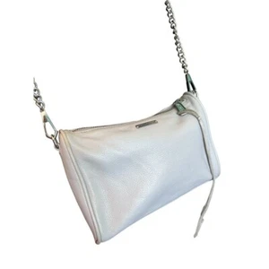 Rebecca Minkoff Lt Gray Leather Crossbody Purse Silver 4 Zip Accent Chain Strap - Picture 1 of 22