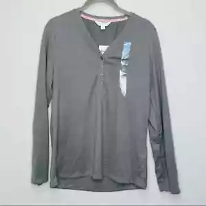 Pigiama Charter Club maglia super morbida Henley Top grigio piccolo - Foto 1 di 7