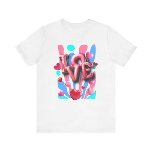 Love Valentines Day Unisex Tee, Valentine's Graphic Shirt, Heart Love T-Shirt, - Picture 1 of 33