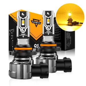 AUXBEAM 9005 LED Headlight Super Bright Bulbs HIGH/LOW Beam 3000K Yellow Fanless - Picture 1 of 12