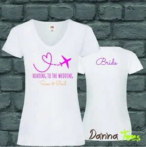 Custom Printed Lady Fit T-shirt Your Text, Logo, Image Team Bride Crew or V Neck - Picture 1 of 14