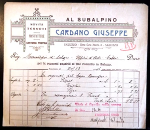GF0163 - Fattura: Sartoria Cardano Giuseppe - Saluzzo 1906 - Picture 1 of 1