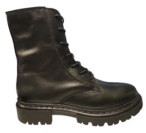 Women's Eric Michael Agnes Lace Up Side Zipper Leather Boot Black - Picture 1 of 7