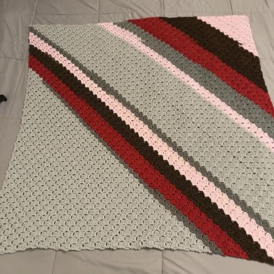 Manta Afgana Casera Estilo Años 70 Gris Rojo Marrón Rosa Gris Oscuro Medidas 42 X40 Foto 1 de 2