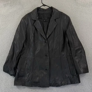 Vintage Wilsons Leather Pelle Studio Jacket Women 3X Black 90s Classic Lined - Picture 1 of 13