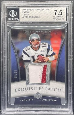 2006 Exquisite Collection TOM BRADY 2-Color GAME USED JERSEY PATCH /50 BGS 7.5 - Image 1 of 2