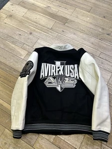 Size XL - Avirex Wool Biker jacket - Black - Picture 1 of 17