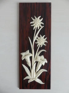 Cuadro de madera vintage plástico blanco precioso años 60-70 | Decoración de pared retro relieve - Imagen 1 de 5