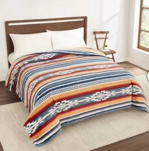 Pendleton Faux Fur Luxe Blanket, Ultra Soft - Saltillo Stripe - Queen size - New - Picture 1 of 3