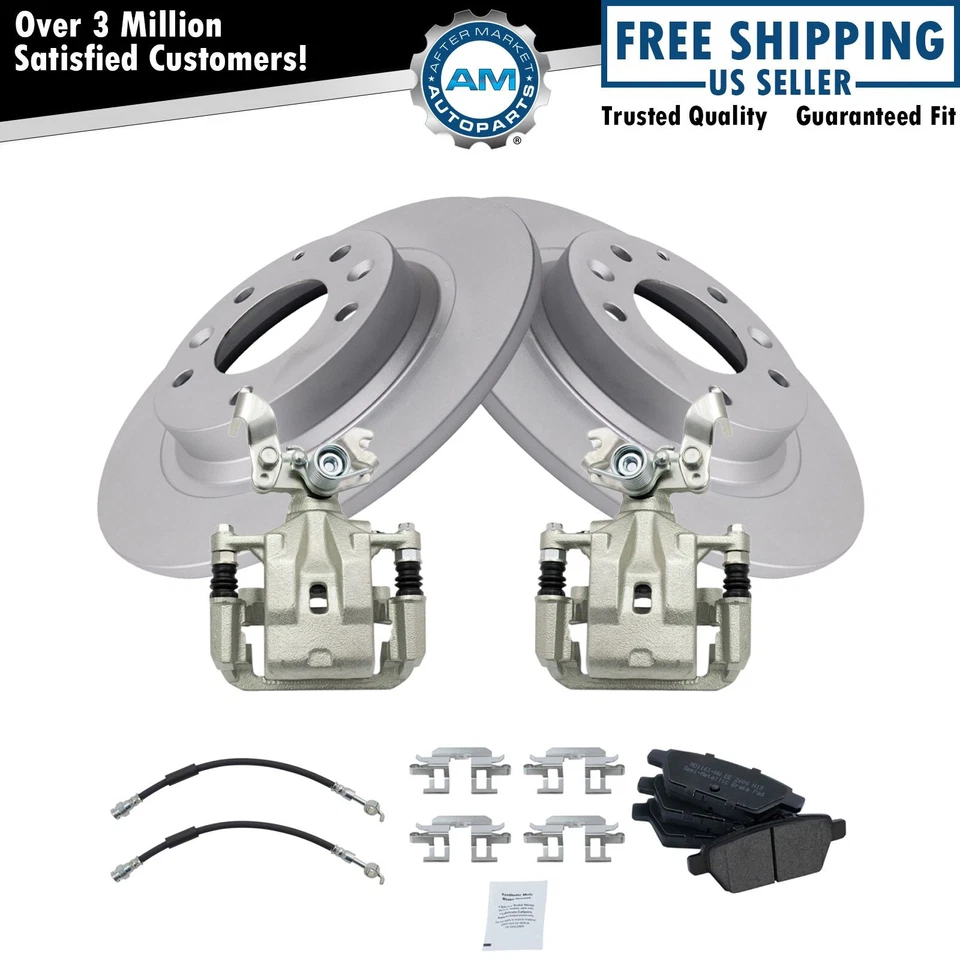 Pastilha de freio traseira e kit de rotor semi-metálico premium revestido a G para 2009-2013 Mazda 6 - Imagem 1 de 4