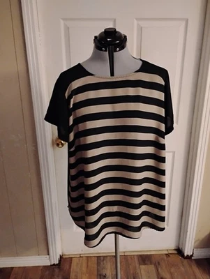 Camisa Cato Mujer 18/20W Rayas Negra Y Marrón Usada Foto 1 de 4