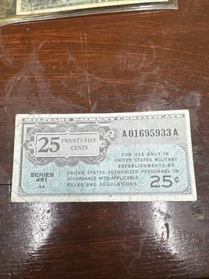 US MPC Military Payment Certificate 25 Cents Note series 461 - Image 1 of 2