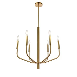 6 Light Aged Brass Chandelier - Picture 1 of 3