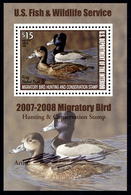 US RW74b $15 Hunting Permit Stamp 2007 souvenir sheet PSE grade 90 NH - Image 1 of 3