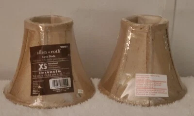 New Allen + Roth Tan Mini XS Chandelier Sconce  Shades 3 X 6 X 5”  - Set Of 2 - Image 1 of 4