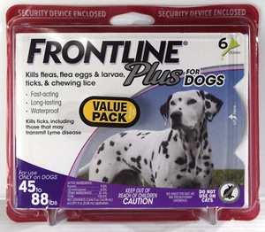 FRONTLINE Plus Flea and Tick Treatment (Large Dogs, 45-88 lbs 6-Doses) SEALED