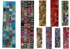 Large Patchwork Tapestry Wall Hanging Bohemian Accent Indian Embroidery Runner - Picture 1 of 37