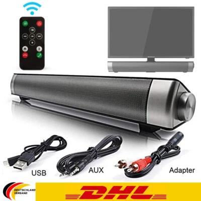 Bluetooth 5.0 Mini Soundbar für TV Heimkino Subwoofer Lautsprecher AUX/RCA DHL - Bild 1 von 4
