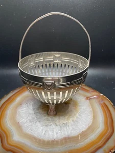 Anitque silver Plated Candy Nuts Trinket Basket Germany with Handle Unmarked - Picture 1 of 9