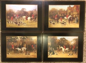 4 manteles para cena trasera de corcho Fox Hunt Hunting borde negro #2 - Imagen 1 de 7
