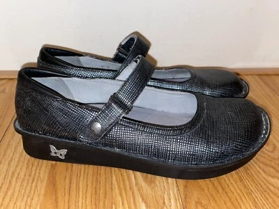 COMO NUEVO Alegria Mujer Belle Grid BEL-384 Negro Plata Mary Jane Talla EU 39 US 9 Foto 1 de 4
