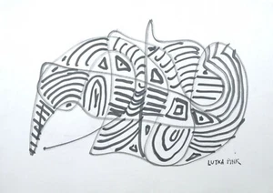 Lutka Pink - Drawing Original - Felt - Zig Zag 87 - Picture 1 of 2