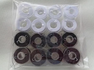 New 8 BLACK with 8 WHITE Sewing Cotton Thread Bobbins - Picture 1 of 1