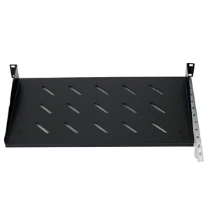 Vented 10" x 1RU Rackmount Shelf in Black with Mounting Square Nuts and Screws - Picture 1 of 5