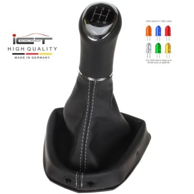 LED ICT pomello cambio per Peugeot 308 07-13 cuffia cucitura argento pelle B41 - Immagine 1 di 4