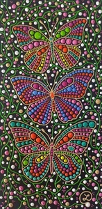 Butterfly Original Painting Small canvas Insects art Botanical Flowers 8*16 in - Picture 1 of 12