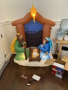 Christmas Gemmy Holiday Living 6.5 ft Nativity Scene Airblown Inflatable NICE - Picture 1 of 13