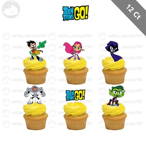 12 Teen Titans Go Cupcake Toppers Food Picks Favor Party Kids Birthday - Picture 1 of 1